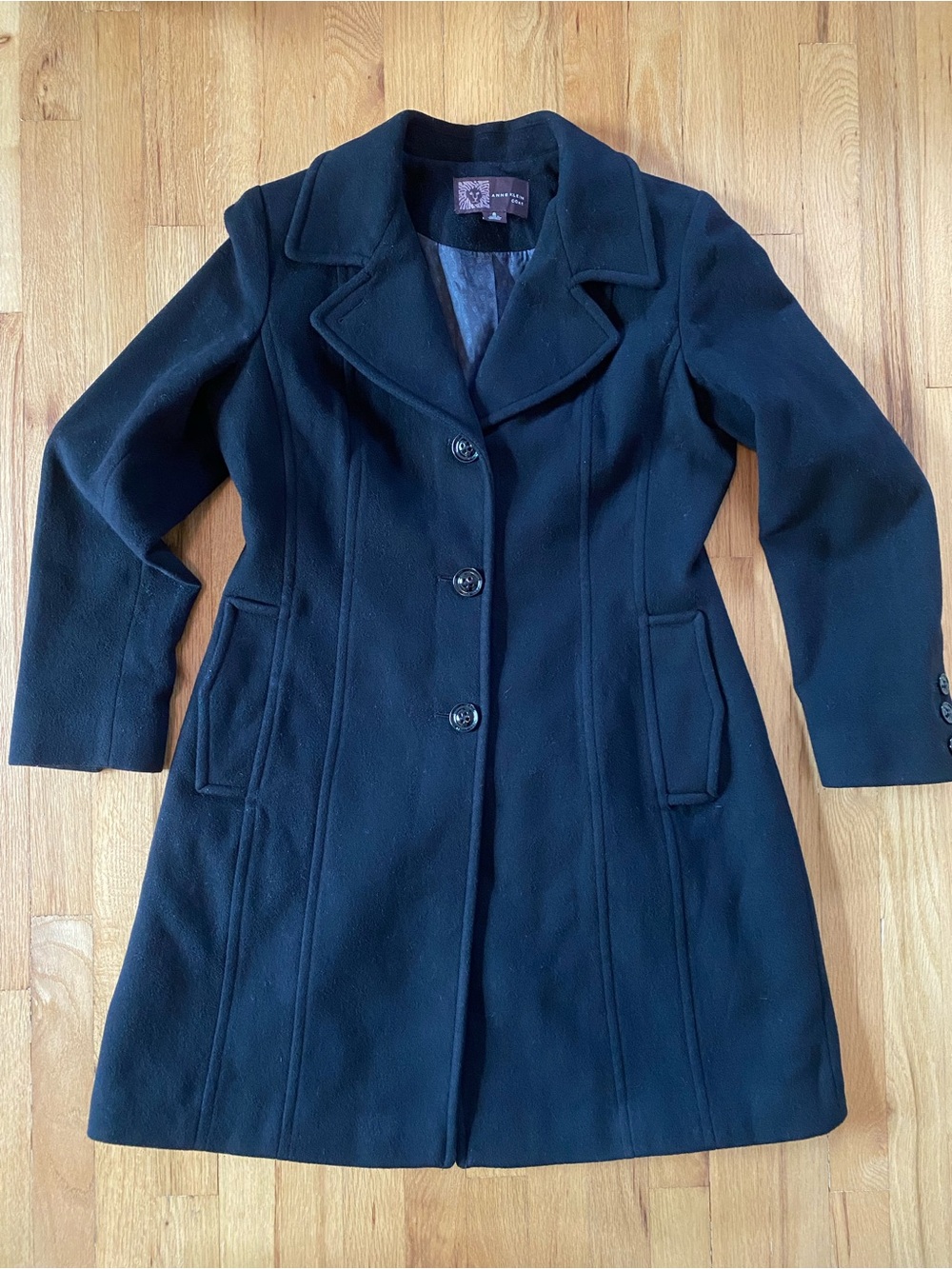 Anne Klein Black Wool Cashmere Blend Coat Women’s Size 8